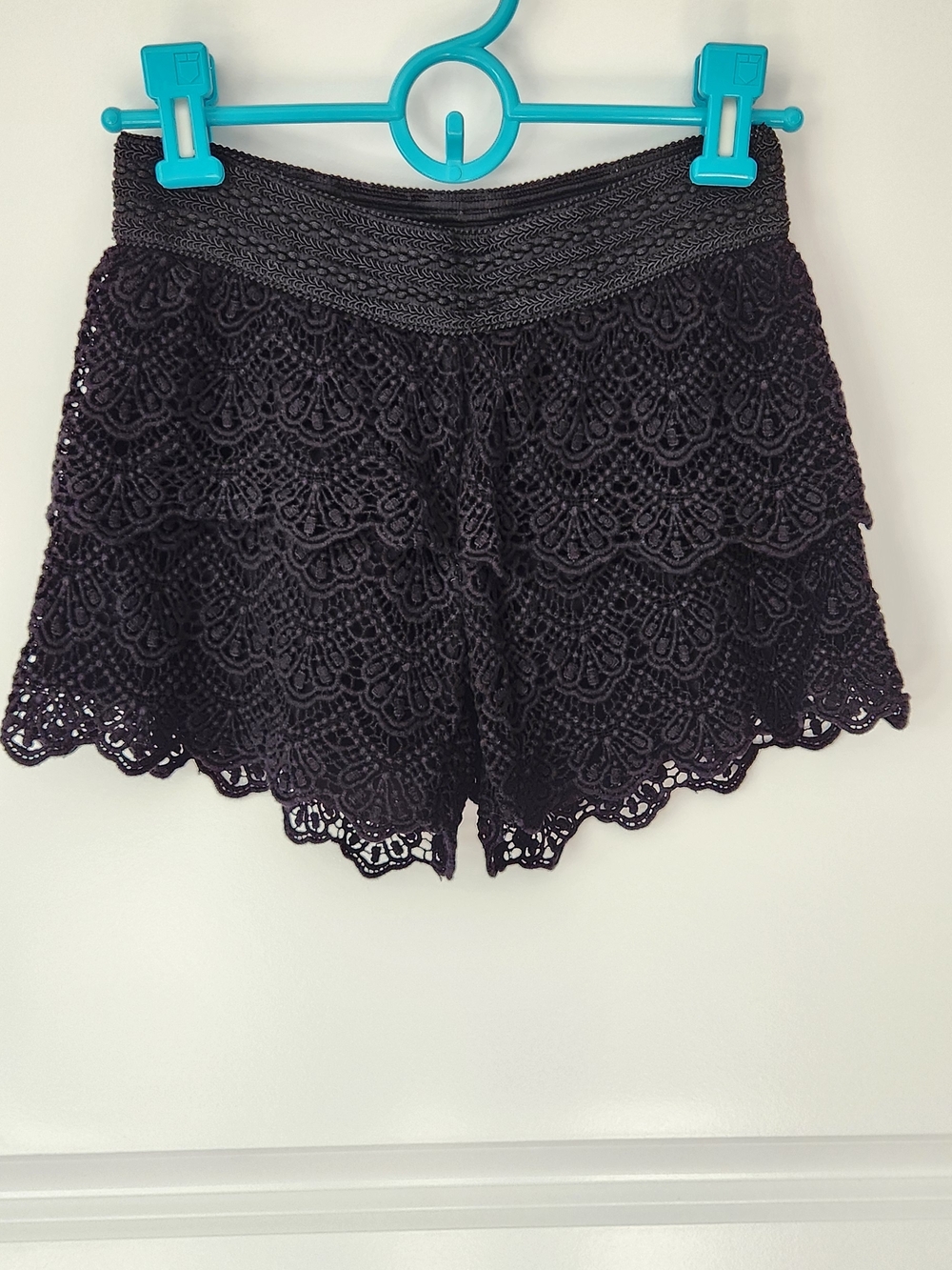 Justice Girls Black Crochet Lace Tiered Shorts - Size 10